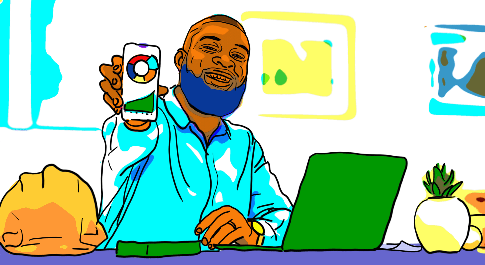 Medium business team managing social media