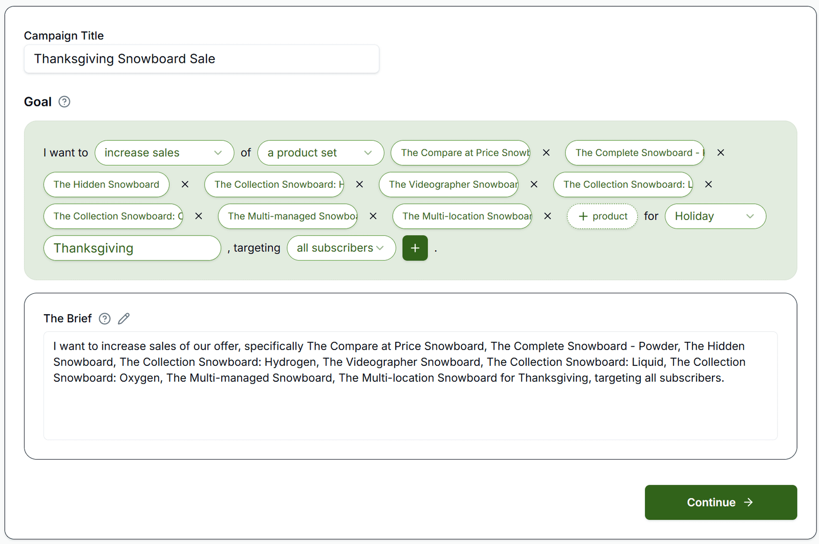 Campaign wizard Build step showing approve and schedule actions