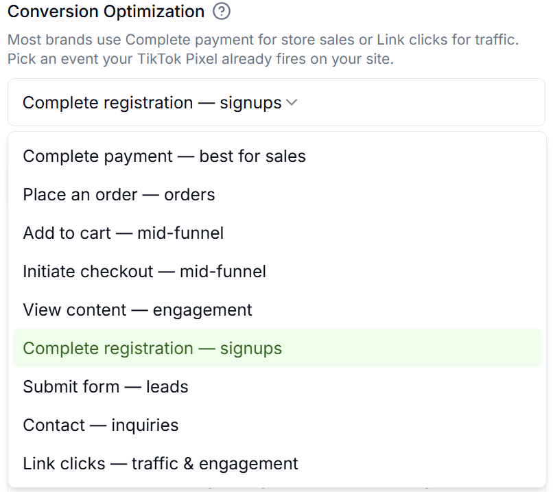 Campaign wizard Social Ads section with Publish to TikTok Ads paid checkbox and gross ad spend field