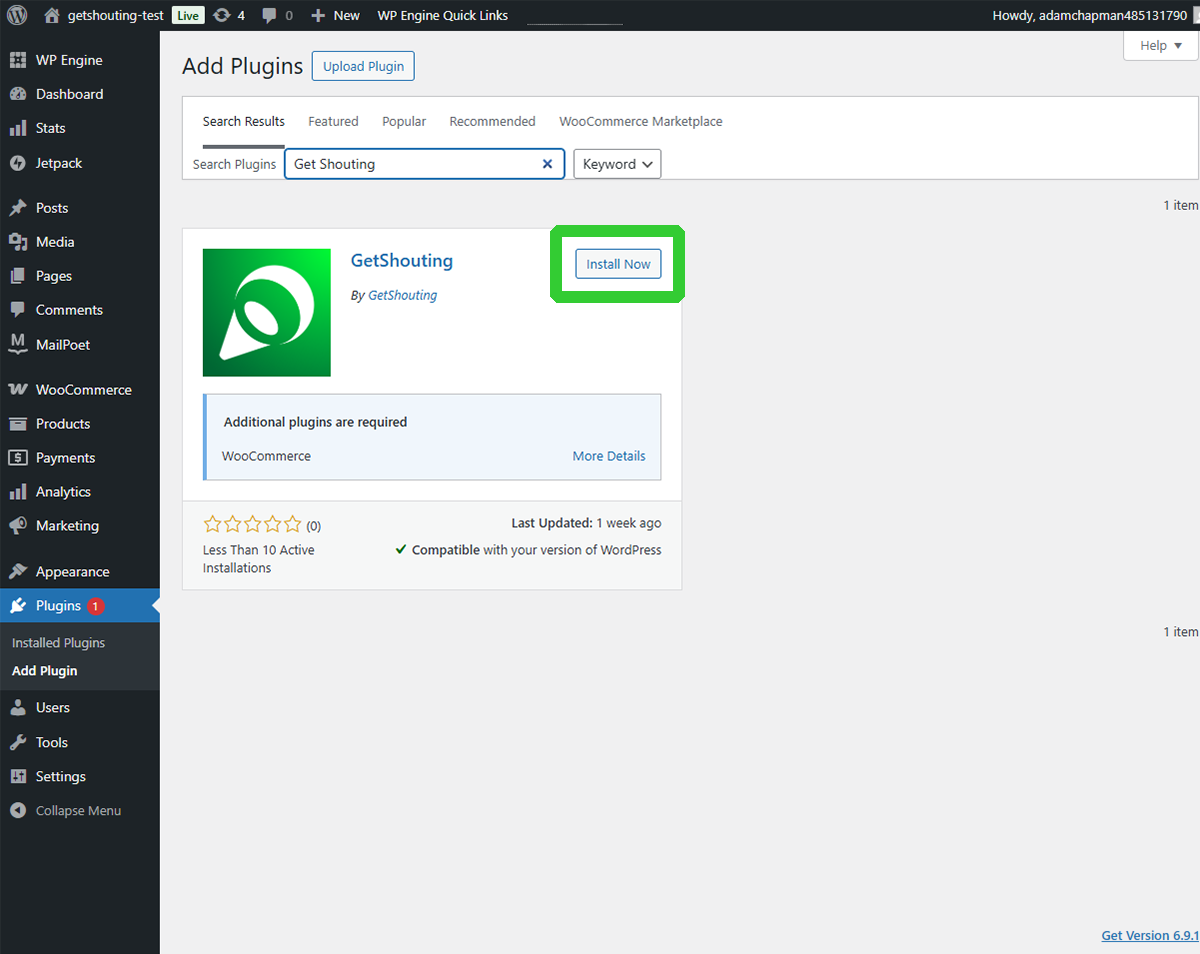 WordPress Plugins → Add New