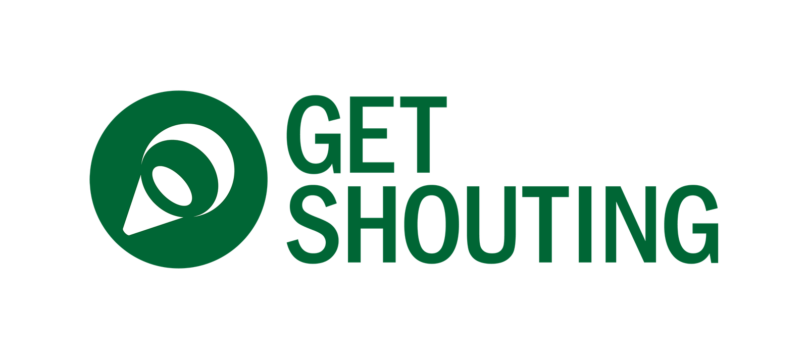 GET SHOUTING logo &mdash; green on white